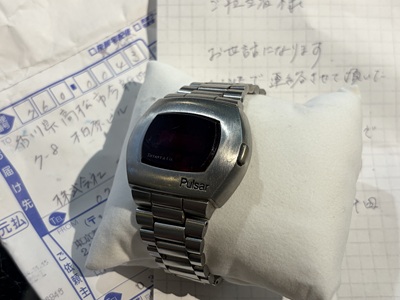 東京都のお客様から郵送で届いたハミルトン パルサーのLEDデジタル腕時計と添えられた手紙