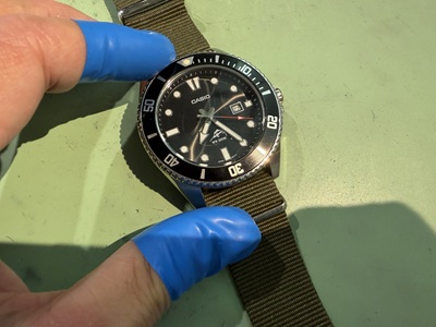 電池交換でお持ち込みいただいたカシオの200m防水ダイバーズ腕時計